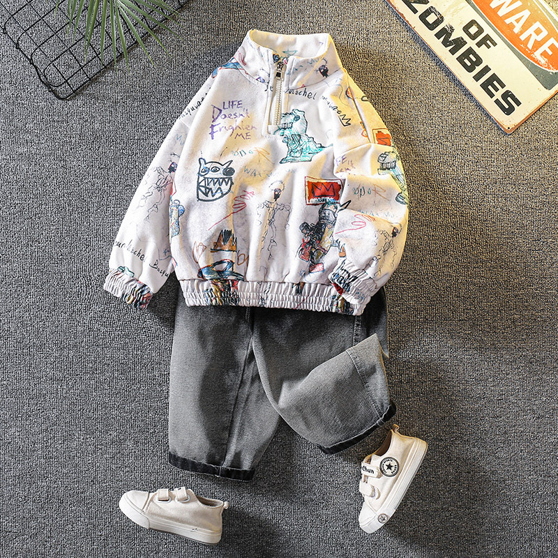 6089 Ropa para niños Traje casual para niños 2024 Primavera y otoño Nuevo estilo para niños Suéter guapo Traje de dos piezas Ropa de otoño para bebés