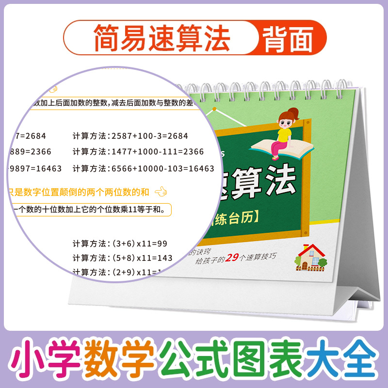 Primary school mathematics formula chart book card minimalist speed algorithm primary school students' knowledge desk calendar Learning Manual