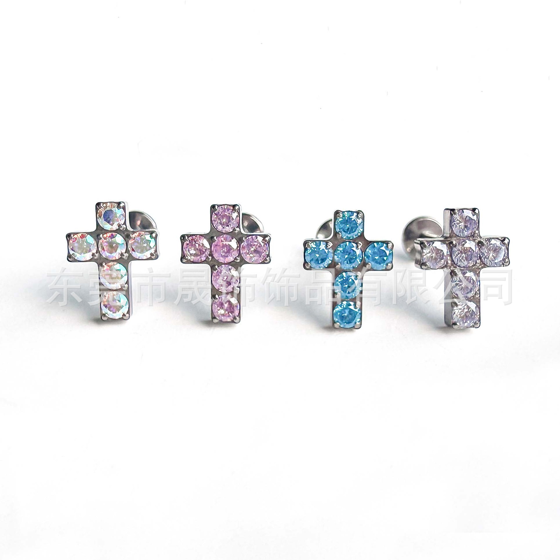 F136 Titanium Alloy Cross Ear Stud Helix Cartilage Stud Ear 饰G23 Studded Diamond Labret Stud Piercing Jewelry Piercing