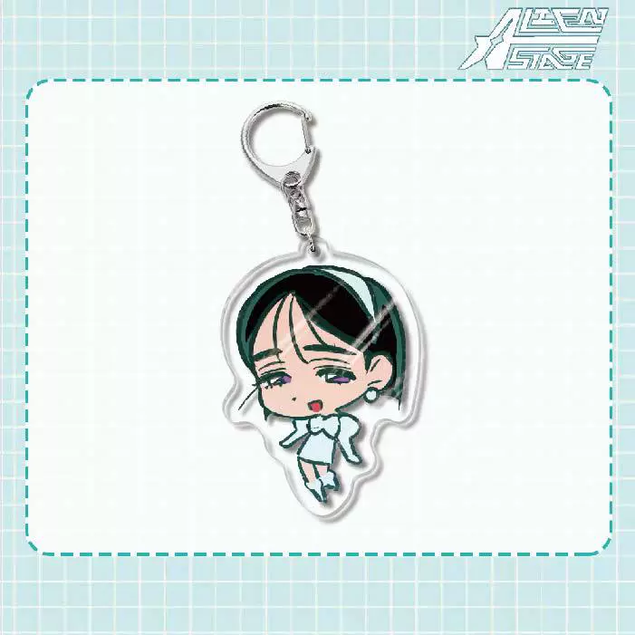 Acrylic keychain (Alien Stage) Mizi Sua, double‑sided 6 cm, metal ring & clasp