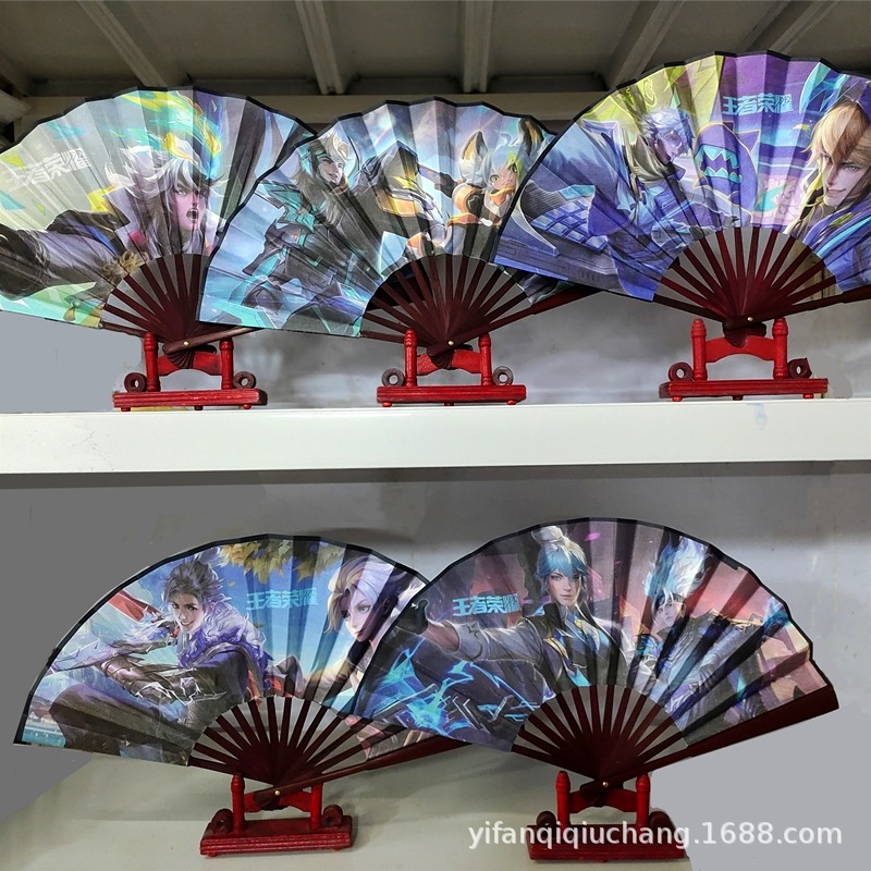 Abanico de tela de seda King Glory de 8 pulgadas Embalaje independiente Nezha El futuro es como un slam dunk Sanrio Anime Cartoon