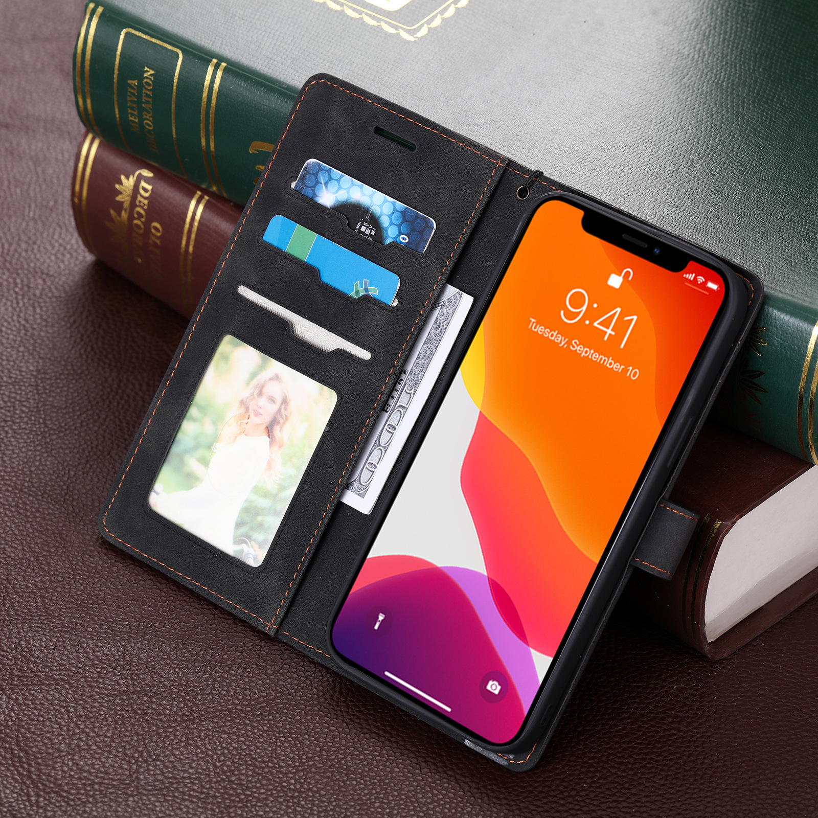Business Phone Case With Card Holder And Anti-theft Protection_voghion.com