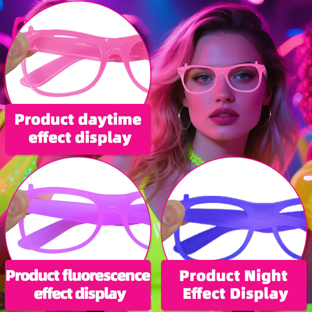 Gafas que brillan en la oscuridad y cambian de color, decoraciones para fiestas de Halloween, accesorios para fotos, monturas de gafas fluorescentes de plástico coloridas