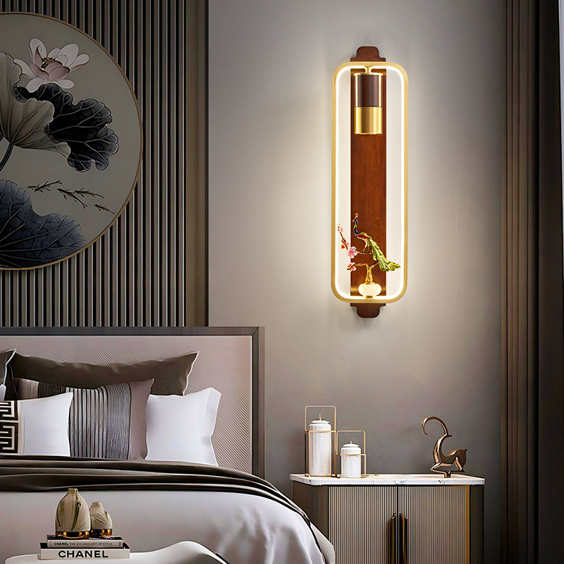 Luz lujosa nueva lámpara de pared china antigua Zen escalera dormitorio lámpara de cabezal de cama retro sala de estar lámpara de pared de fondo 523L