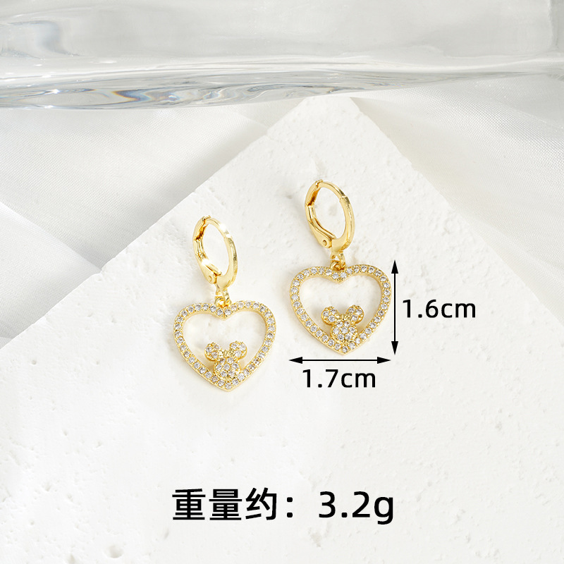 Collar de oro de arena transfronteriza de Vietnam, diamantes de estilo europeo y americano, pendientes de amor de Mickey Mouse, joyas de personalidad femenina que no se desvanecen durante mucho tiempo