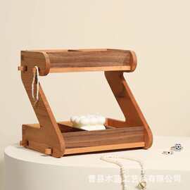 实木桌面化妆品香水展示架Z字型置物架咖啡纸杯收纳架桌面置物架
