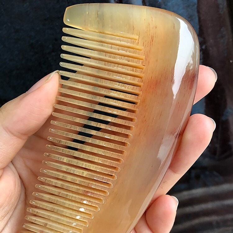 天然本物の牛角コームヘアセラピー本物のファットコーム厚みのあるポータブル特別な女性のバッグ静電気防止コームヘアケア|undefined