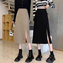 M装半身裙西女秋季n显瘦气质开a字包叉臂裙中长款is侧889开叉裙