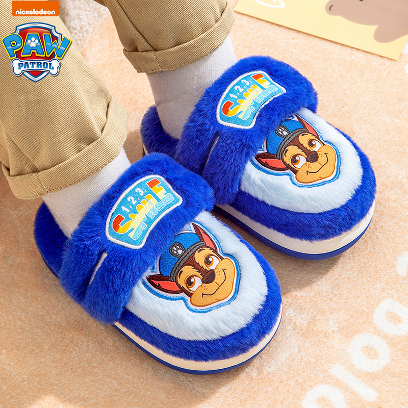 汪汪队男童新款棉拖鞋秋冬加绒室内防滑毛拖宝宝女孩儿童棉鞋两穿
