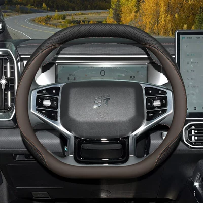 Steering wheel cover | Jietu Steering Wheel - jietu-double-d-type-special-black-brown-default