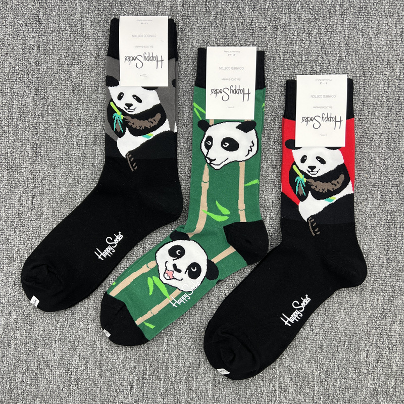 happysocks袜子新款男士潮袜时尚经典百搭条纹卡通四季中筒袜