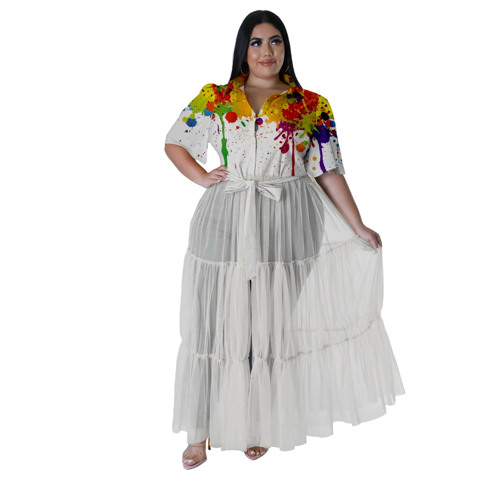Summer shirt, dress, 2023, European style, plus size, Amazon