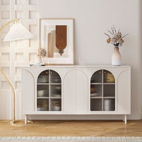 Medieval sideboard with multi-layer storage and large storage space, retro French living room partition cabinet, cream style entrance cabinet
