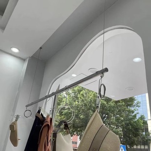 Clothing Store Window Display Rack Hanging Hanger Ceiling Clothes Rack Stainless Steel Women's Clothing Hanging Rod Display Rack