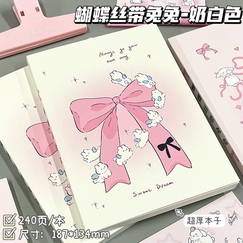 新作A5空虚本蝶結びウサギins高颜値少女心メモ帳学生は絵画の草稿を厚くした|undefined