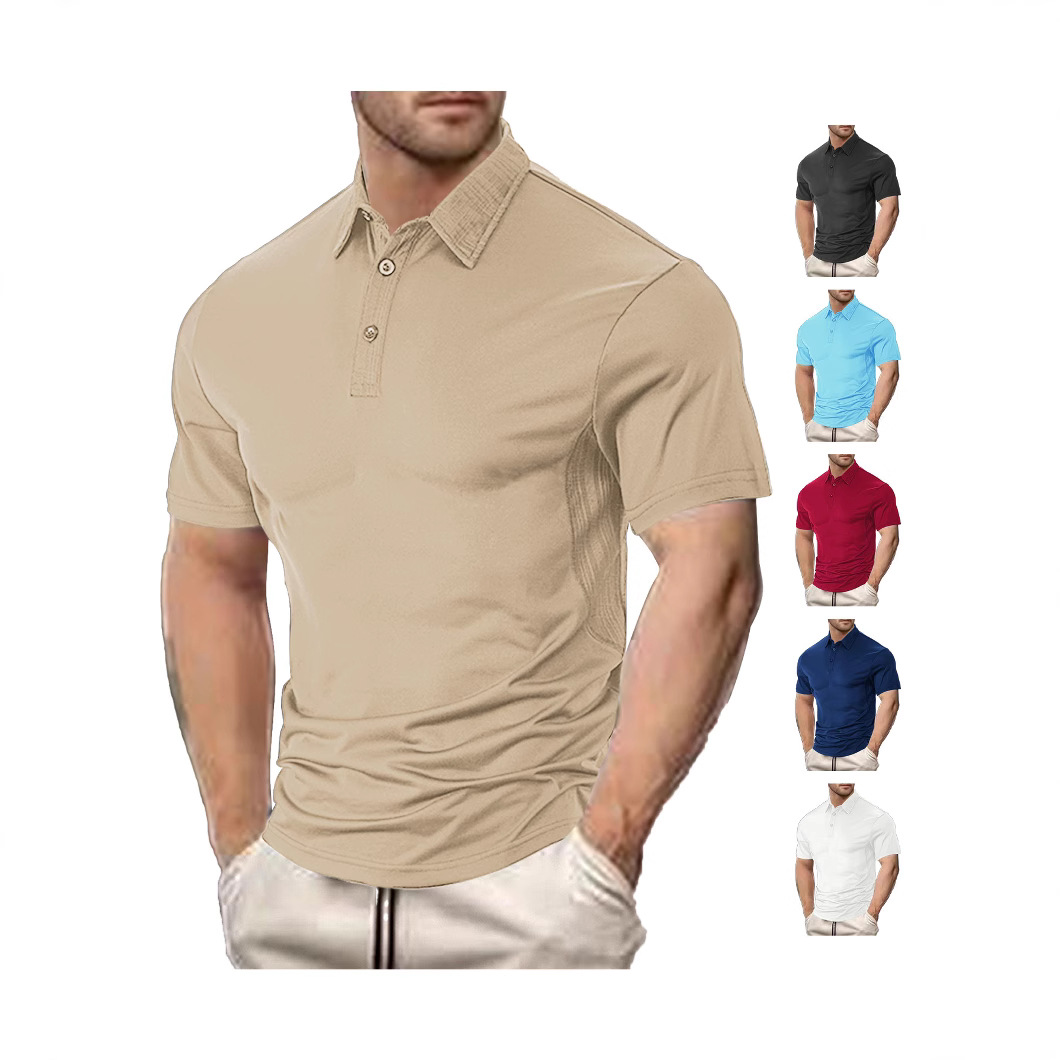 Europa y América Amazon temu comercio exterior camiseta de manga corta para hombre moda de verano casual solapa suelta polo de algodón perlado
