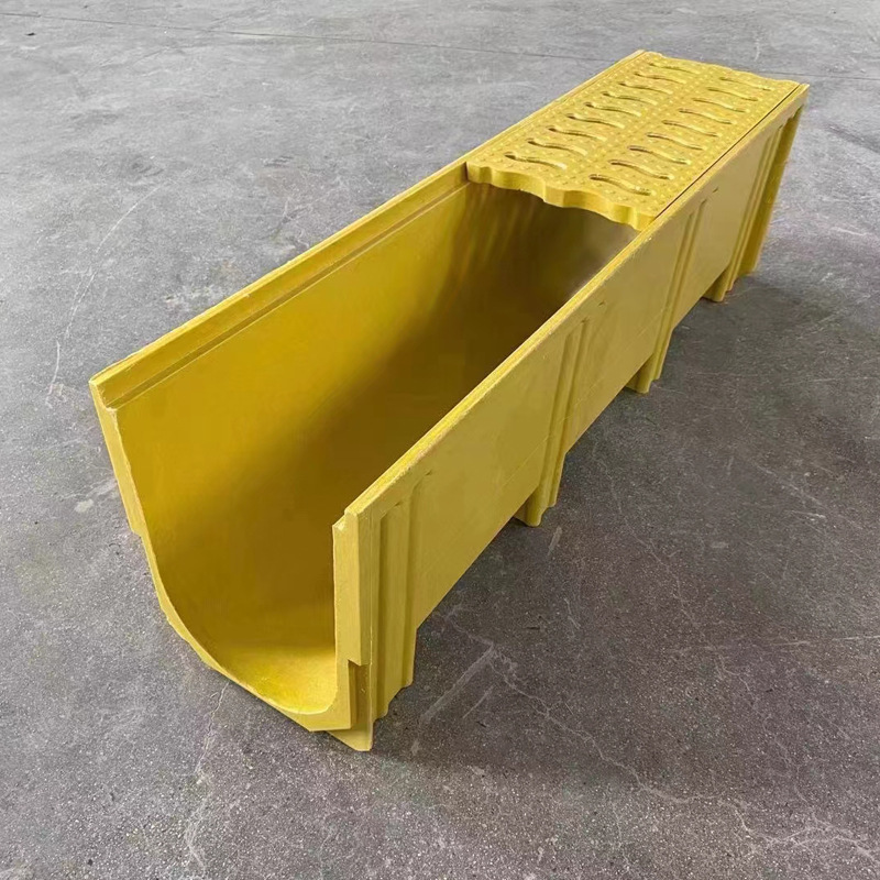 Resin Drainage Ditch Rainwater Finished Linear Resin Drainage Trough Square Kitchen Sewer U-Shaped Resin Drainage Ditch