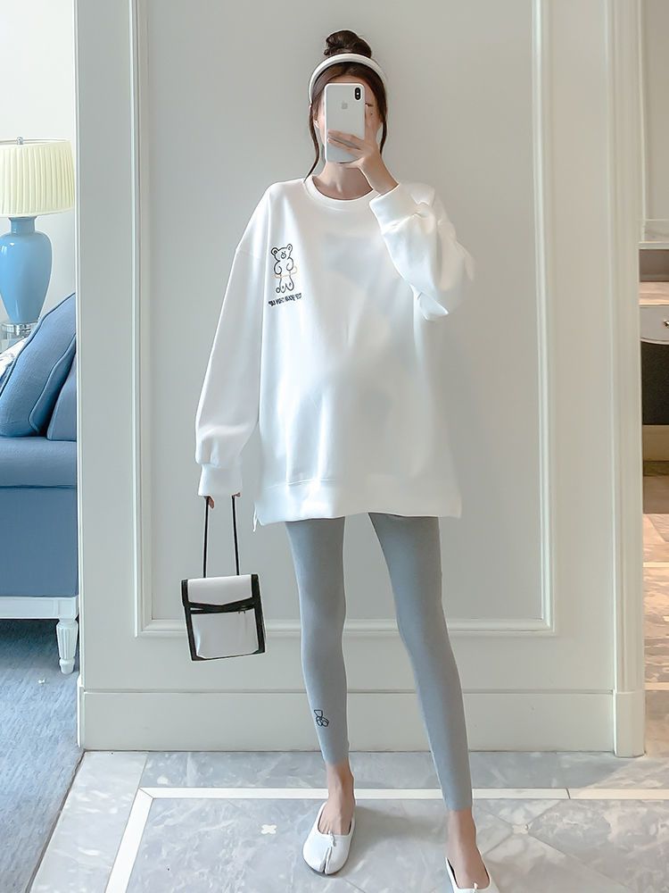 Maternity Autumn Fake Two Tops And Sweaters For Pregnant Women Cartoon Pattern Hoodies For Nursing Mothers Breastfeeding Poleron