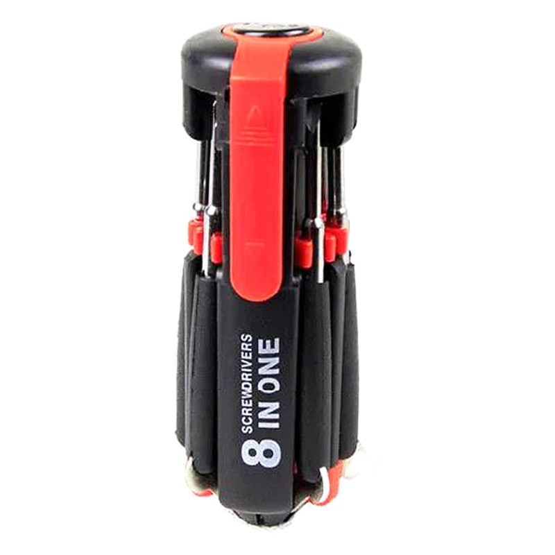 Juego de destornilladores 8 en 1 auténtico con luz LED, kit de destornilladores multifuncional para el hogar con cabeza cruzada 8 en 1.