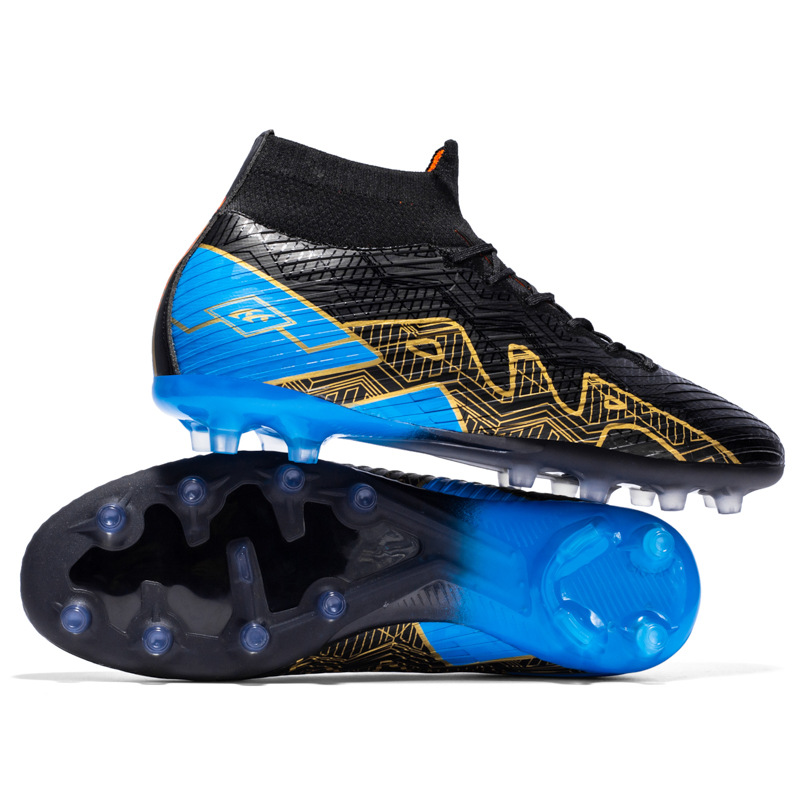 Cross-border foreign trade leather football shoes men's high-top AG spikes youth student training shoes _voghion.com
