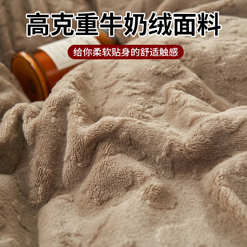 Otoño y invierno tallado de leche de lana de cuatro piezas lujoso lujoso de alto grado engrosado colcha de cama de lana de coral brida