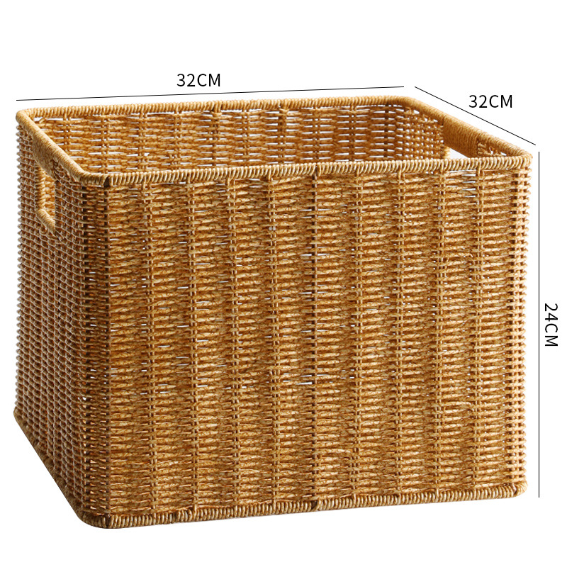 Cesta de almacenamiento rectangular de esquina de costura de imitación de ratán
