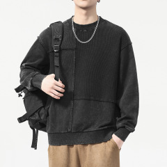 安洋美式复古卫衣男2025秋季新款宽松休闲上衣服潮流圆领套头长袖