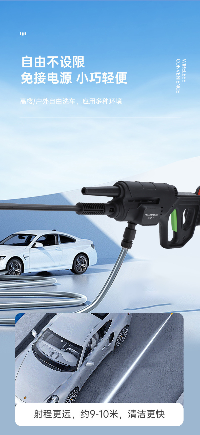 Cross-Border Household Rechargeable Multi-Function Car Washing Machine, Vehicle-Mounted Lithium Battery Car Washing Machine, Outdoor High-Power Wireless Car Washing Water Gun
