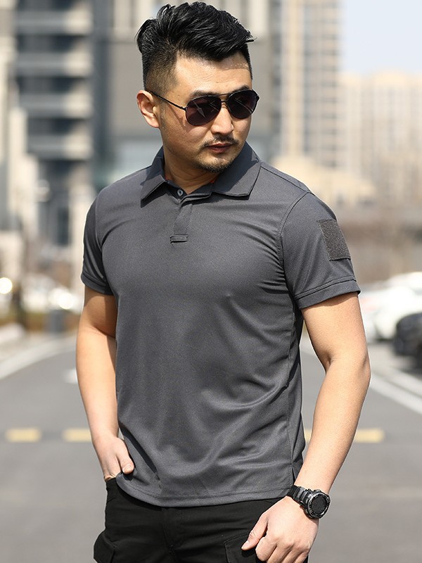 Fábrica casual Camiseta de manga corta al aire libre camiseta solapa suelta estiramiento verano camiseta entrenamiento manga corta hombres