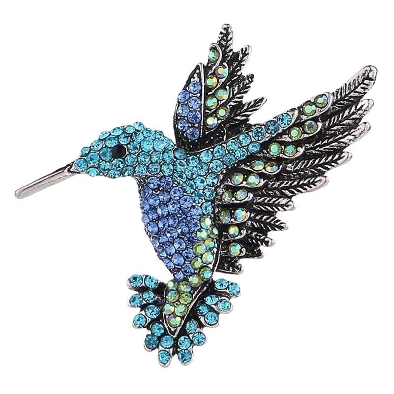 Comercio al por mayor de Europa y América transfronteriza nuevo diamante colibrí broche personalidad animal pin ramillete ropa de moda collar PIN para las mujeres