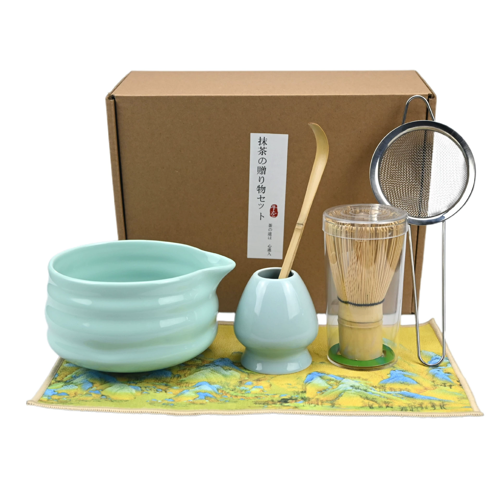 Matcha, Japanese tea cup, mixing stick, set