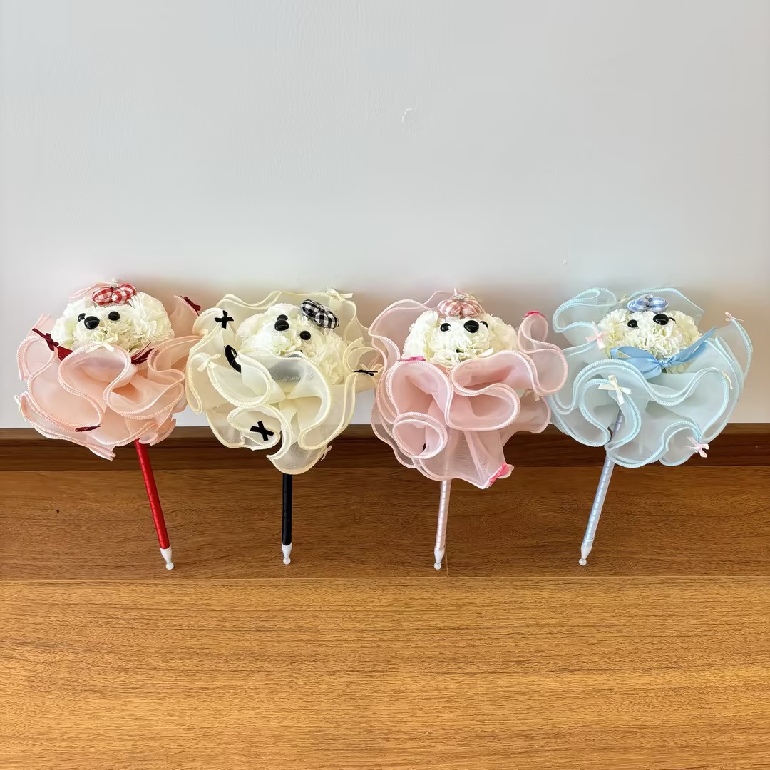 Regalos del día del maestro lindos flores creativas perros de flores de lápiz de bola de firma de primavera primavera suministros de boda