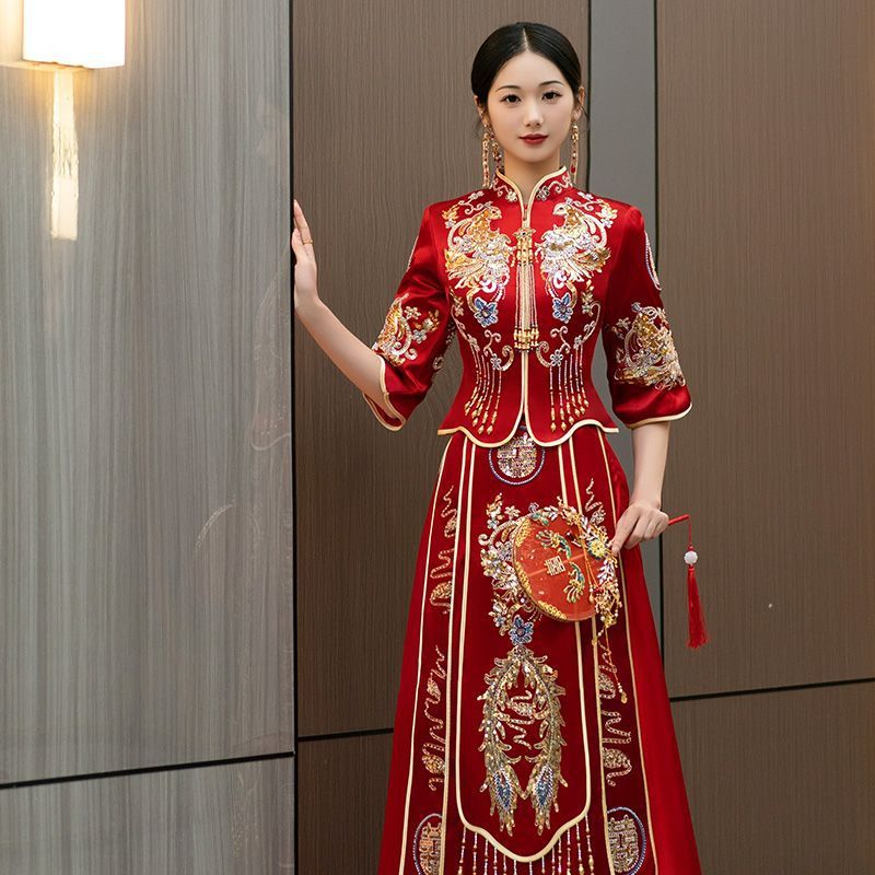 秀禾服中式新娘结婚礼服2025新款敬酒服重工嫁衣出阁服|undefined