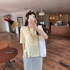 网红甜辣新款不规则防晒宽松设计圆领短袖T恤显瘦夏季上衣女ins潮