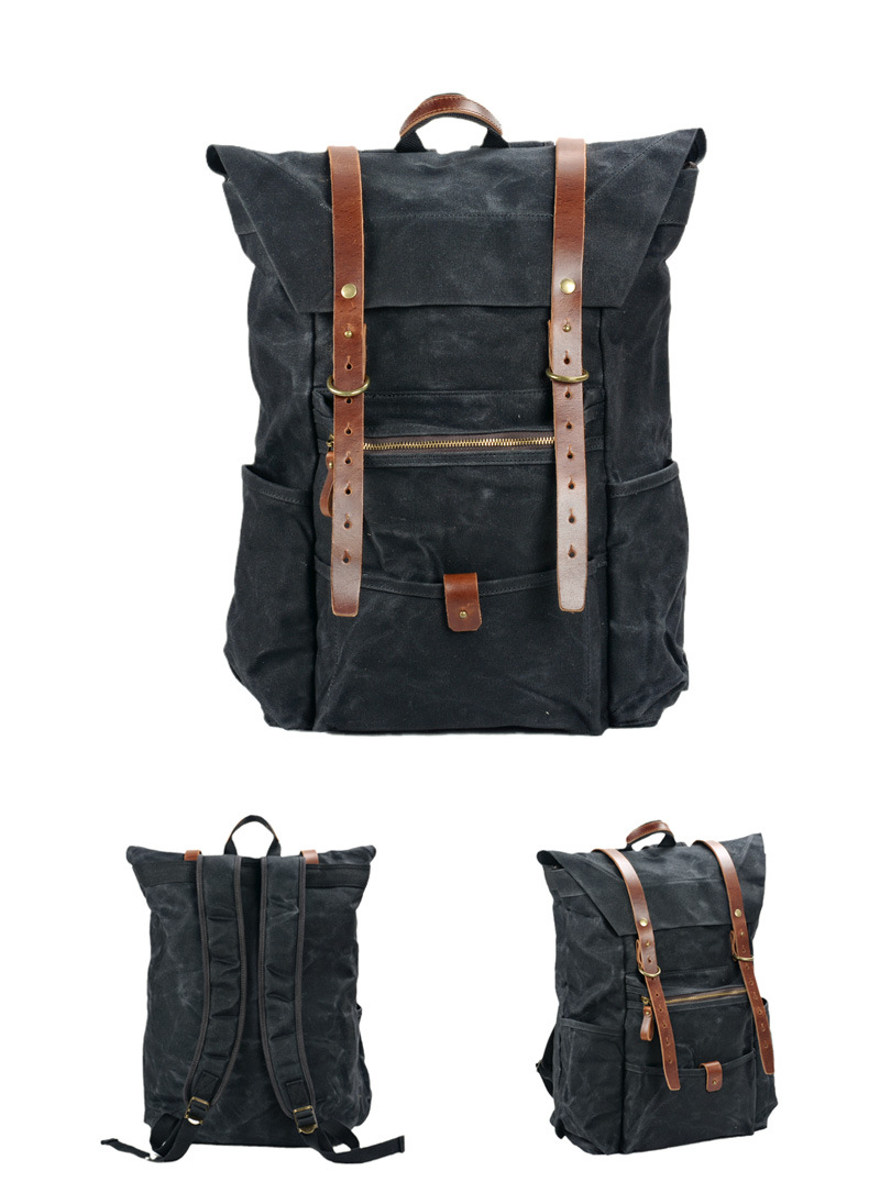 Sports & Entertainment New retro men's canvas backpack outdoor waterproof hiking bag large capacity camping bag_voghion.com