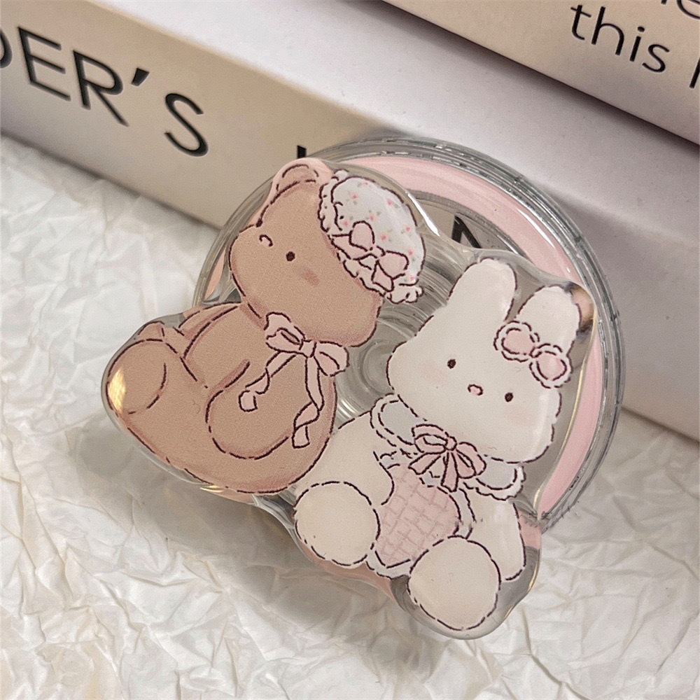Bear and rabbit doll magnetic stand
