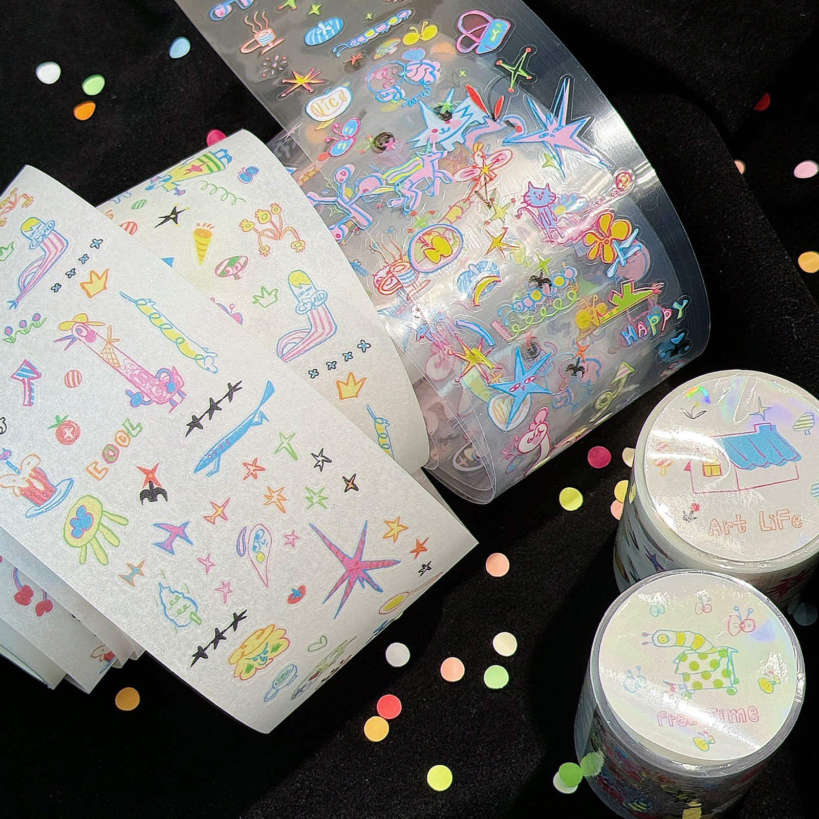 agugu die-cutting tape wonderful egg series cute graffiti illustration material children journal decoration pasteup