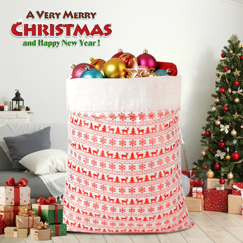 クロスボーダー新しいクリスマスキャンバスバッグギフトバッグキャンバス巾着クリスマスバッグギフトバッグ巾着ポケットキャンバスバッグ|undefined