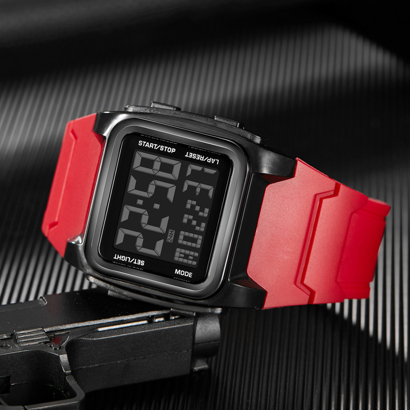 New Square Youth Hombres y mujeres de moda casual digital reloj deportivo multifunción alarma al aire libre cronómetro reloj electrónico