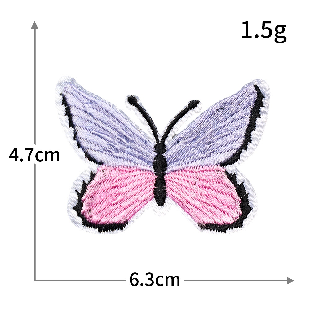 Pegatinas de tela de bordado de mariposa de color, sin costura, bordado por computadora, accesorios de ropa de bricolaje, pegatinas decorativas, pegatinas de parche, personalización al por mayor