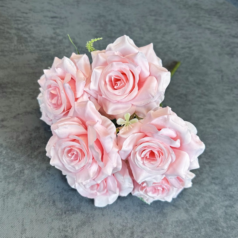 7-Cabeza de diamante Rosa flor artificial boda Hotel decoración ramo hogar boda habitación decoración flor falsa Flor de seda al por mayor
