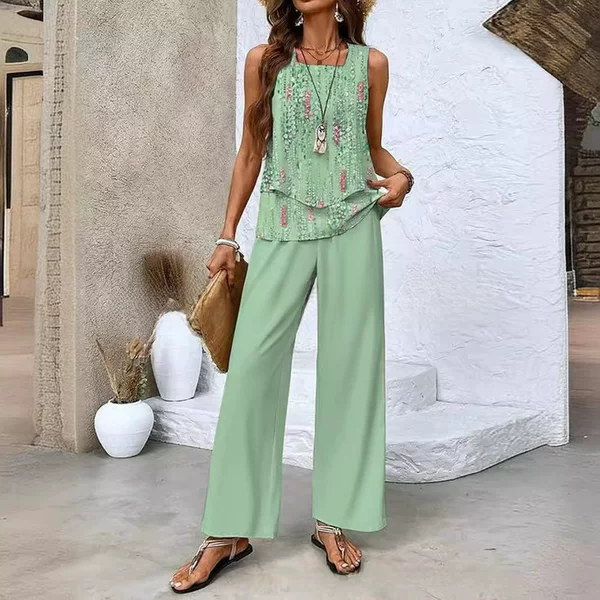 2025 new in stock cross-border foreign trade Europe and the United States women's independent station selling sleeveless double layer vest pants suit