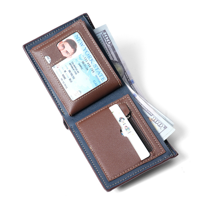 Fuente transfronteriza cartera corta para hombres Europa y América juvenil cartera de tarjetas múltiples cartera de tendencia horizontal para hombres