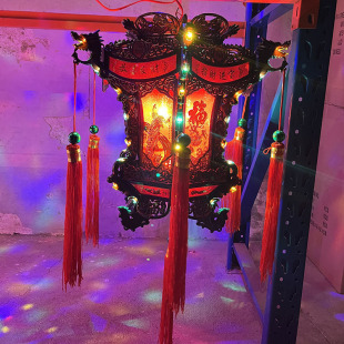仿古六角龙灯宫灯全闪七彩旋转走马灯过年节庆装饰灯笼厂家批发-阿里巴巴