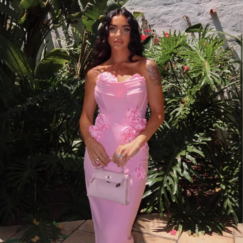 Cross-Border Foreign Trade New Products Aliexpress Amazon Popular European and American Bandage Dress Skirt Tube Top Appliqué Party Dress