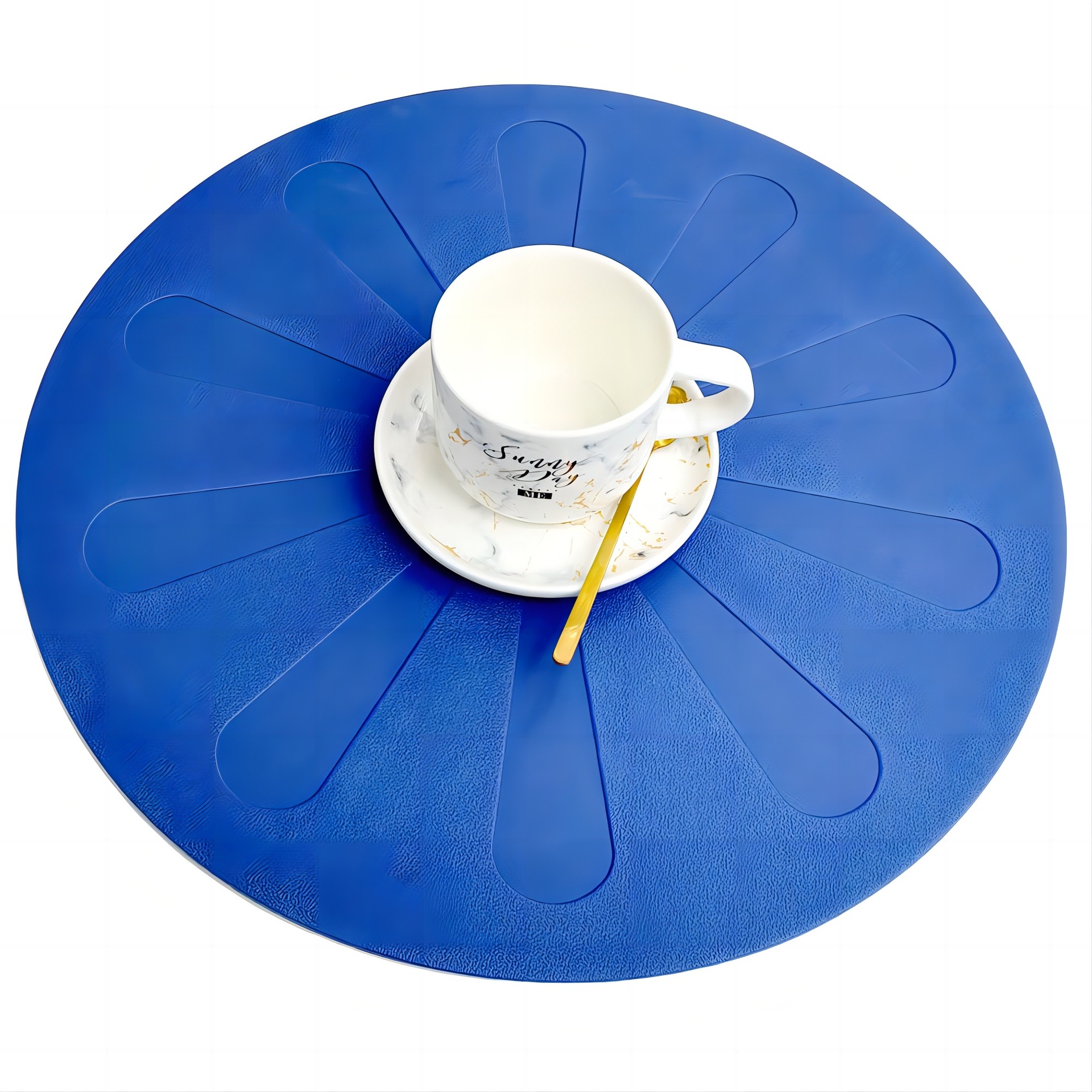 西餐餐垫垫PVC隔热餐桌垫子可水洗扇形系列PVC皮革餐垫雏菊花压纹详情9