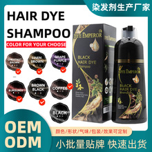 跨境全英文泡泡染发剂Ginseng hair dye shampoo人参染发膏定制