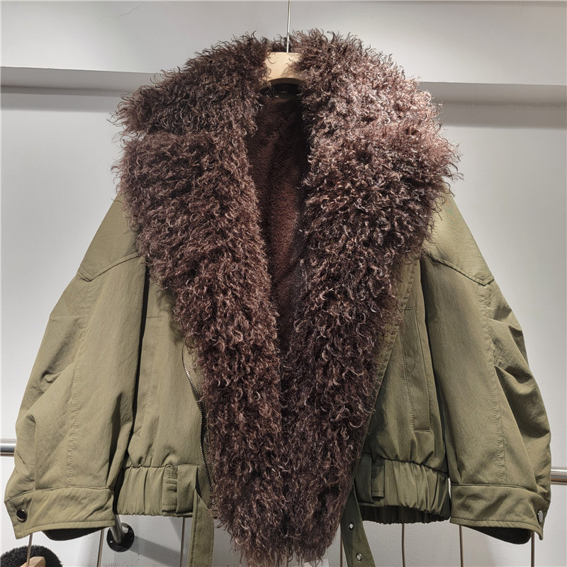 2025 otoño y invierno nuevo estilo elegante temperamento de moda casual simple con solapa grande perezosa versátil abrigo de piel imitada