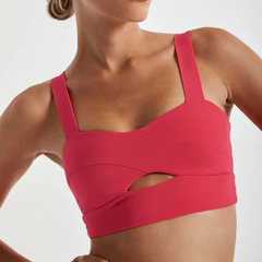 Foreign trade cross-border yoga wear simple and sexy women's comfortable small hollow sports fitness underwear with chest pad running wholesale