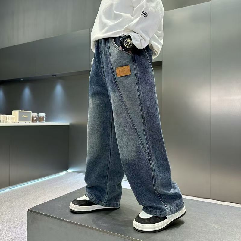 Children's Wide Leg Jeans Loose Straight Style Jeans For Spring And Autumn Fashionable Toddler Boys Clothing 3-7 Years_voghion.com